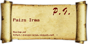 Paizs Irma névjegykártya